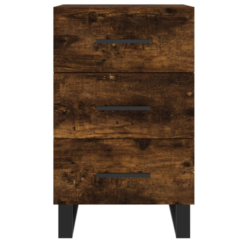 Mazari 40cm W Iron Bedside Table, Smoked Oak