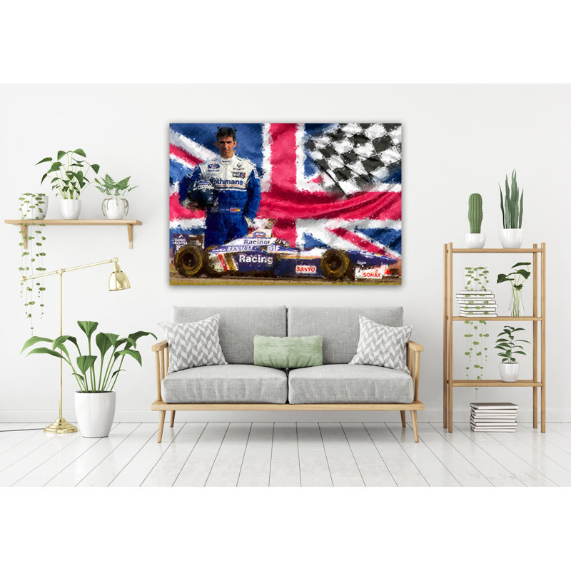 Damon Hill Flag Formula One Flag Collection - Art Prints, 20.2cm H x 25.3cm W x 0.07cm D, Metal