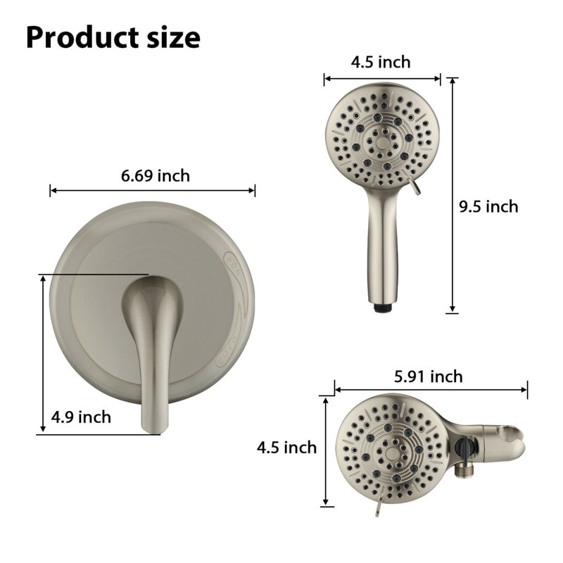 Pomme de douche à grande pression à 6 jets avec douche à main classique à haute pression Classic (valve incluse)