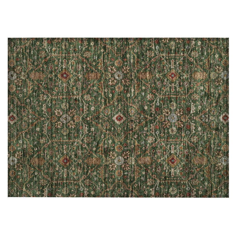 Machine Washable Indoor/Outdoor Chantille ACN1130 Emerald Rug, Rectangle 1'8" x 2'6"