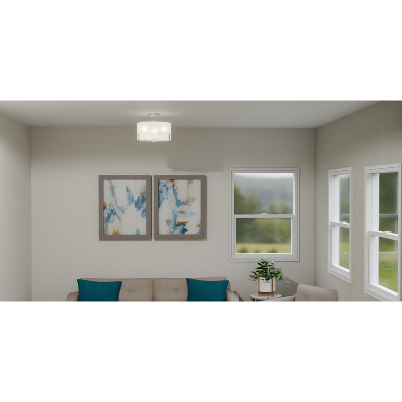 Arwood 3-Light Brushed Nickel Semi-Flush Mount Light