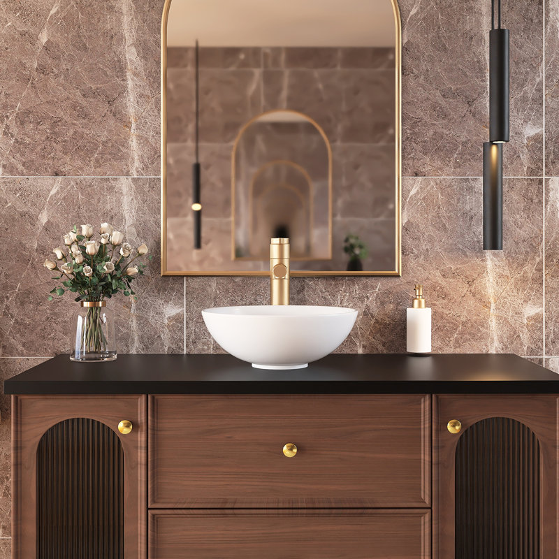 Lavabo de salle de bain vasque circulaire en céramique blanche 13 "X13"