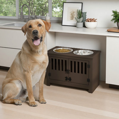 Armoire de rangement pour chien avec bols et station d'alimentation pour chien
