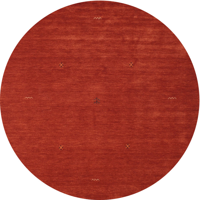 Tapis contemporain rouge, Rond 3 pi