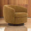 Fauteuil d'appoint pivotant 34 po Reno Windy, polyester jaune, base en bois