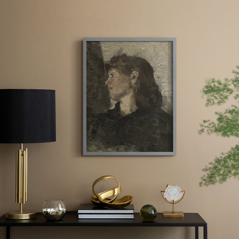 «Vintage Portrait Print» CXLVI, reproduction encadrée - bois massif, Gris, H 11 po x l 9 po