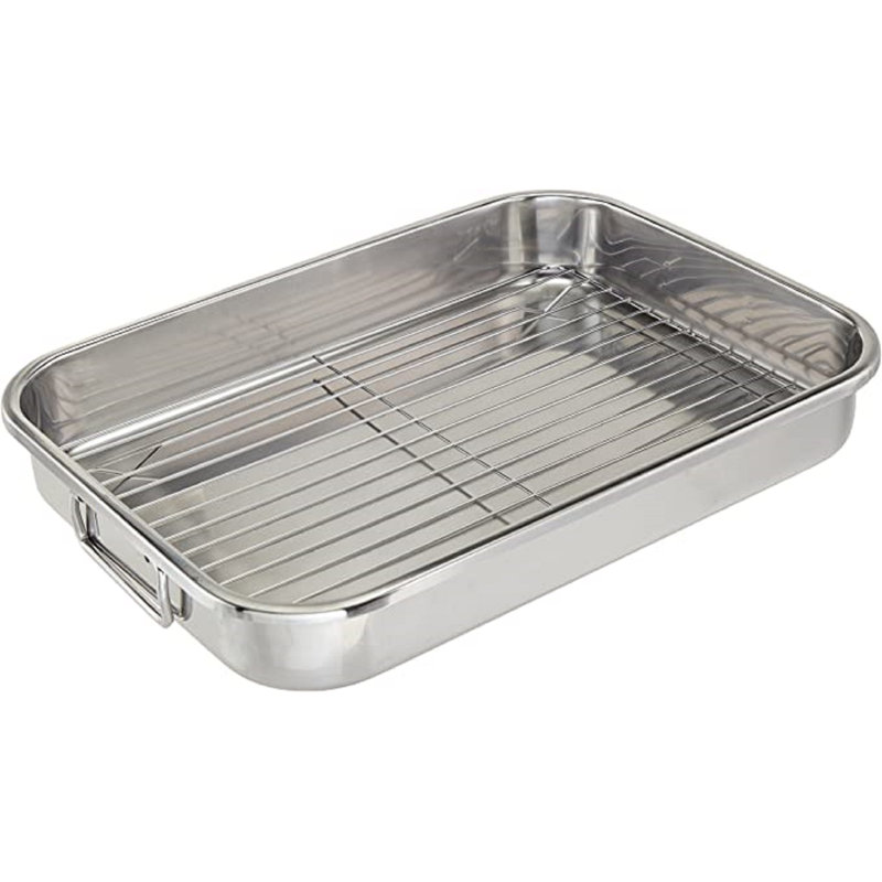 16.5" Stainless Steel Non-Stick Rectangular Roasting Pan with Rack