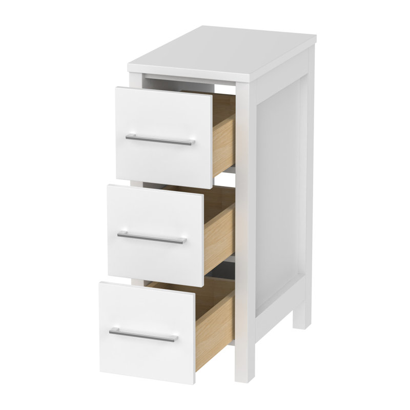 Armoire de salle de bain autoportante 12 po à 3 tiroirs Ravenna, Blanc