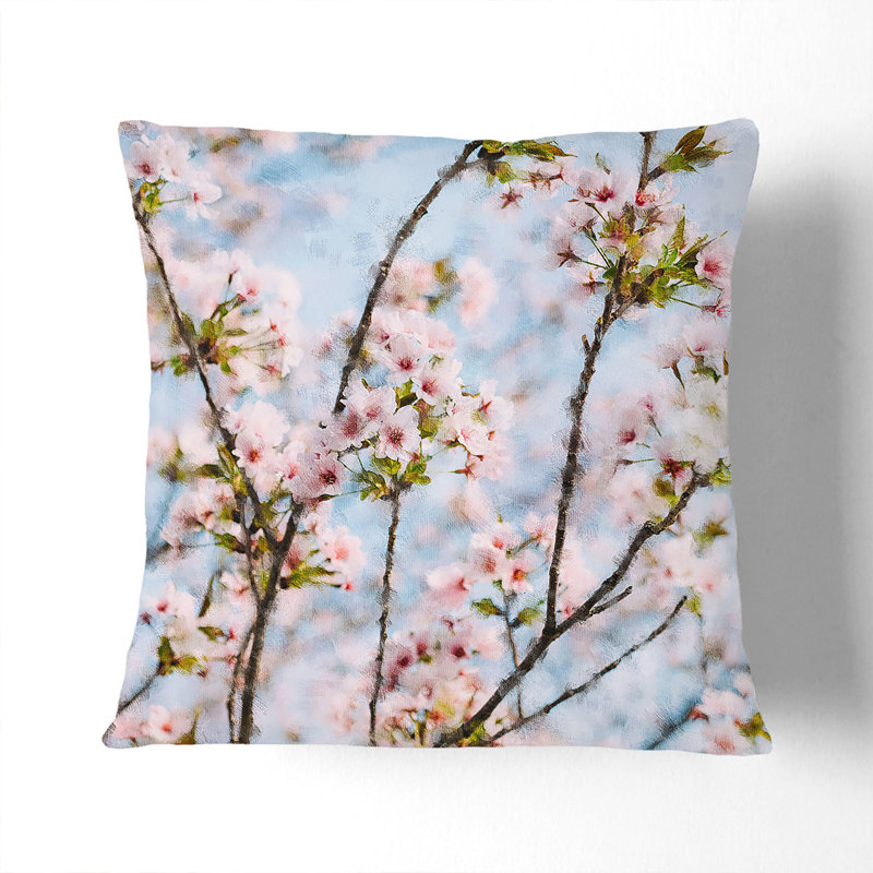 Floral Square Cushion, 55cm H x 55cm W x 20cm D, White