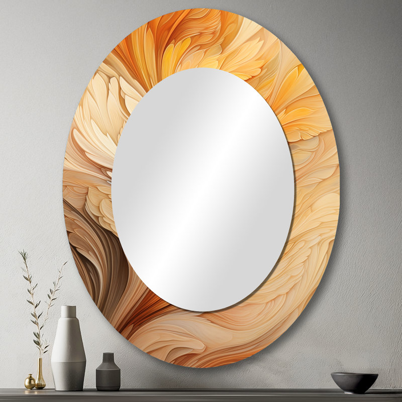 Miroir mural rétro ovale ornemental orange rétro, 43 po x 33 po