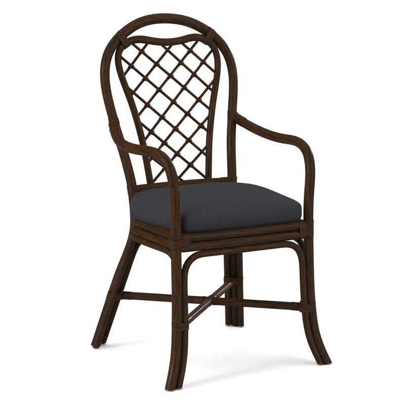 Trellis Dining Arm Chair, White Performance Fabric; 0851-94, Coffee