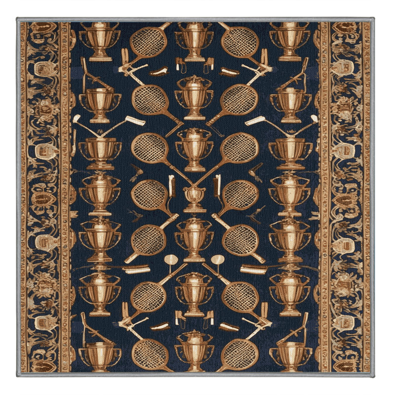 Machine Washable French Gray Area Rug, Square 6'