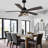 52" Farmhouse Ceiling Fan with Light and Remote Control, 6 Speeds Black Reversible Traditional Ceiling Fan for Living Room