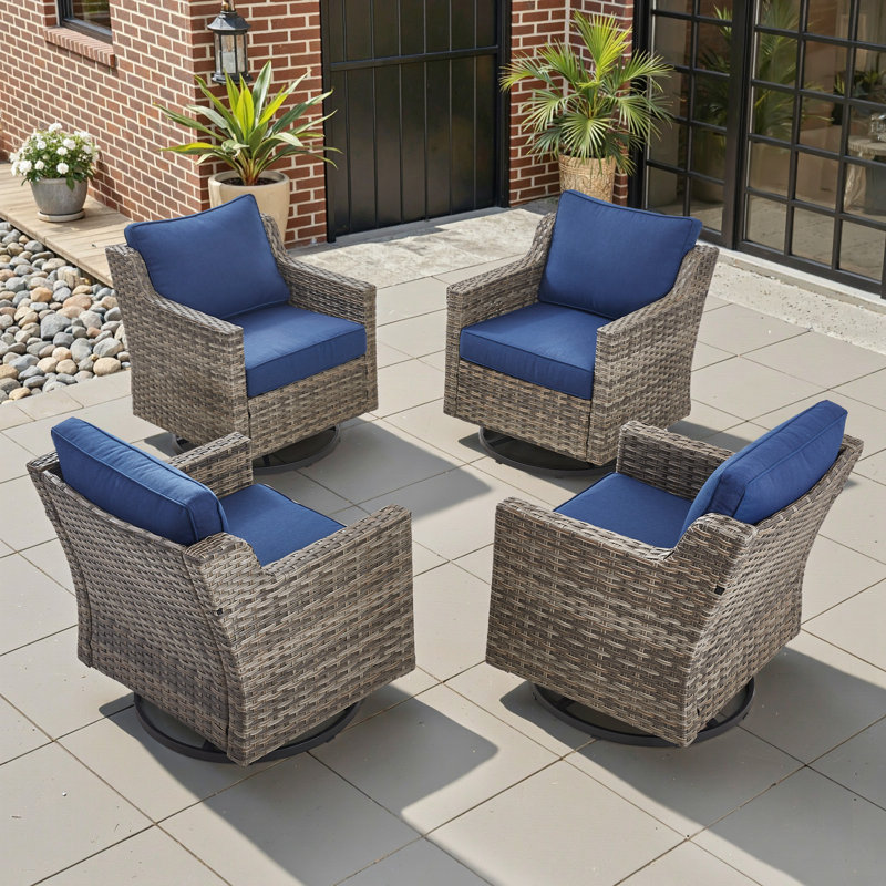 4 - Person Outdoor Conversation Furniture Set Seating Group, 4 Pieces:4 Chairs, Blue