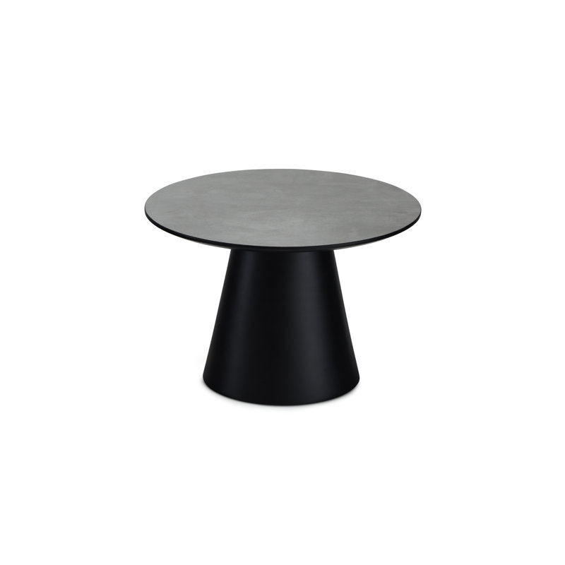 Ludwicka Coffee Table Light Grey DIA 60x40, Grey Wood, 40cm H x 60cm W x 60cm D, Dark Grey
