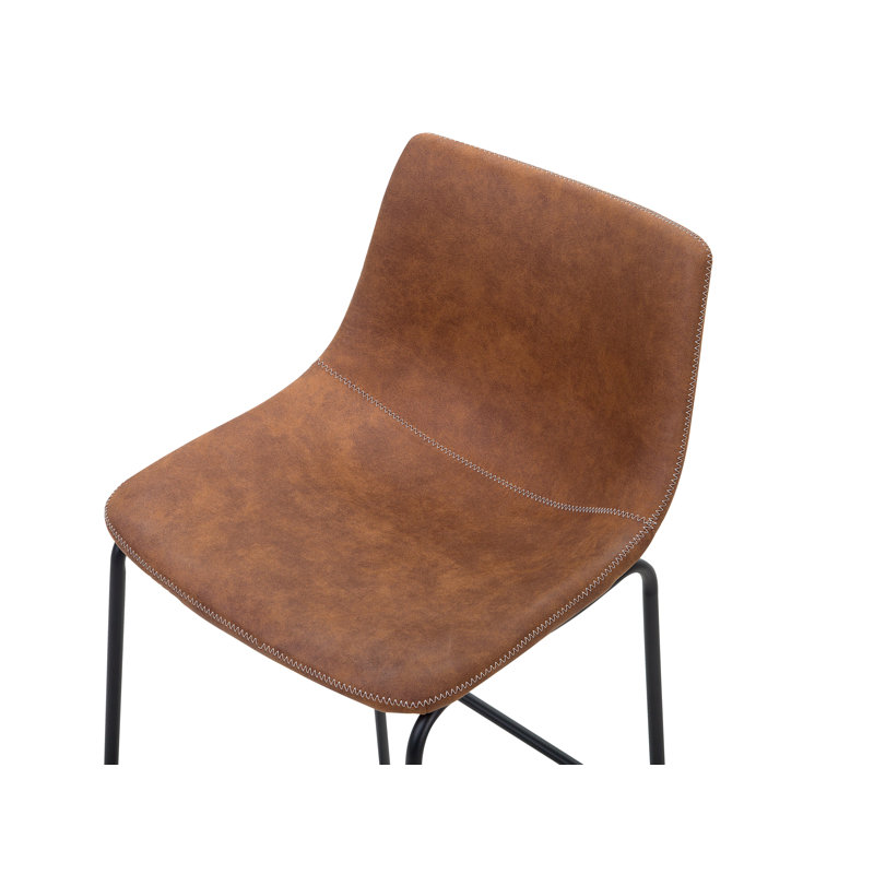 Mateyka Upholstered Counter Stool with Metal Frame, Brown