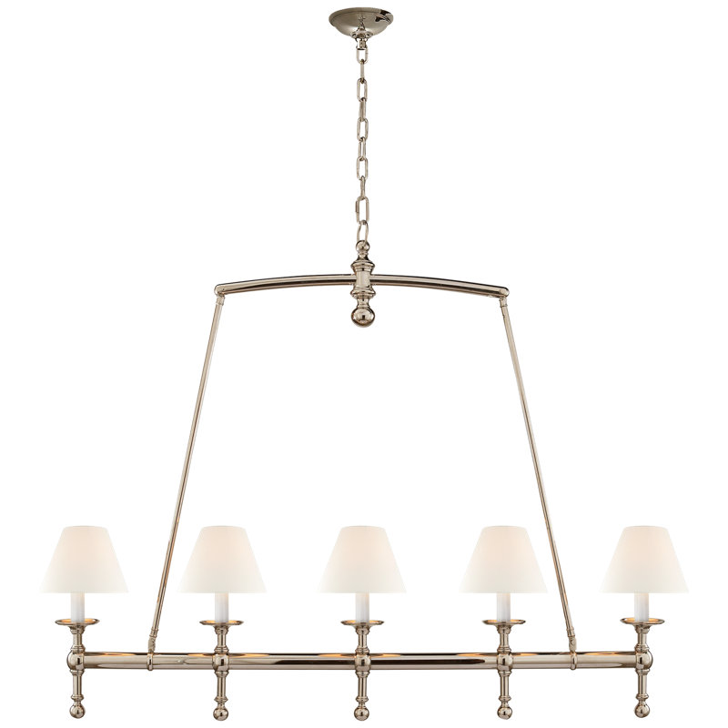 Chapman & Myers Classic Linear Chandelier, Polished Nickel, Fabric