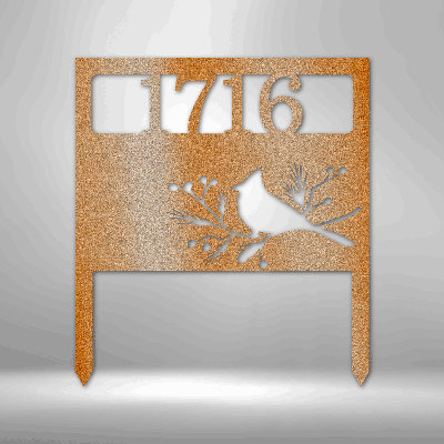 Personalized Bird Yard Address Stake Steel Sign Steel Art Wall Metal Decor