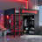 Full Size Wood Loft Bed with Desk, Open Wardrobe & RGB Lighting, Multi-Functional Bed for Kids and Teens, Red-1019436273