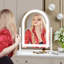 Grand miroir de maquillage lumineux à DEL avec 120 lumières DEL, 3 modes de couleur, contrôle tactile intelligent, rotation à 360 ° et grossissement 5X détachable pour une application de maquillage professionnel