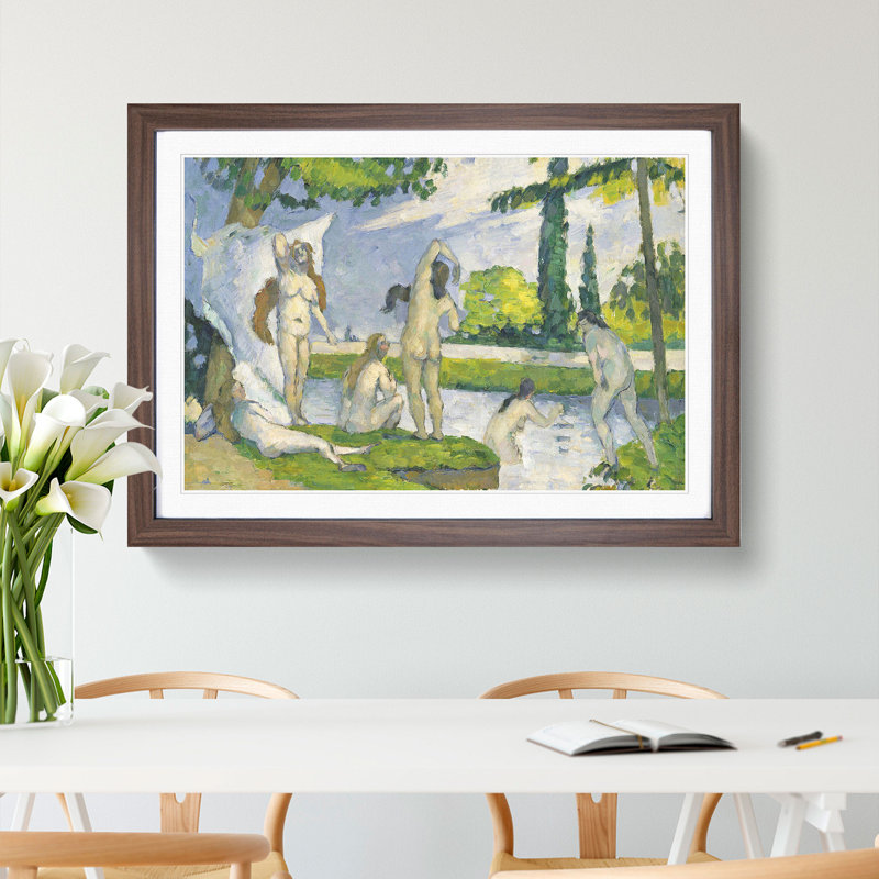 Bathers Vol.1 by Paul Cezanne - Picture Frame Painting, 27cm H x 36cm W x 2cm D, Walnut Framed