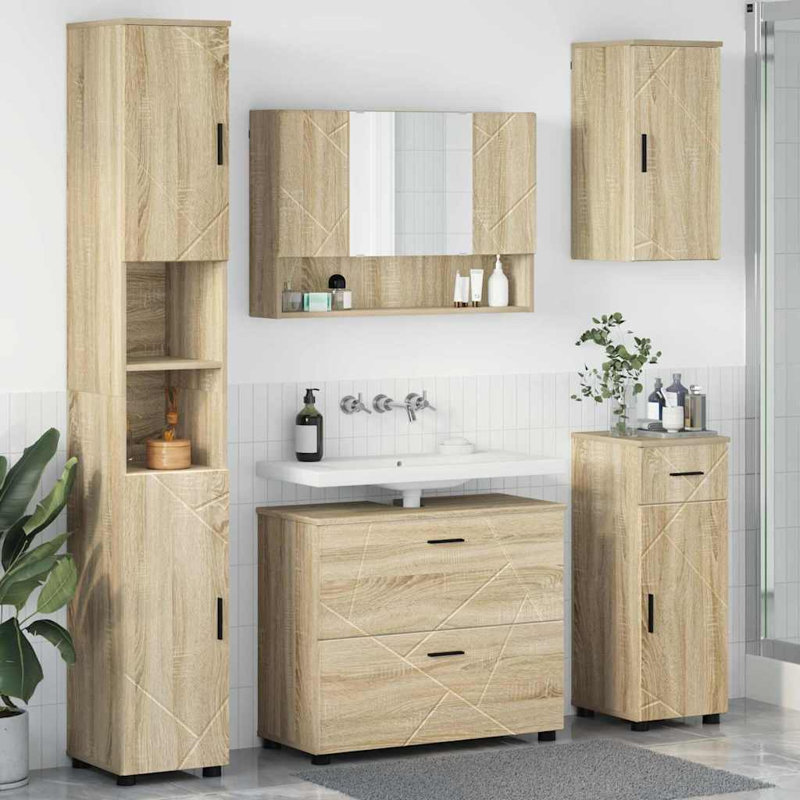Bathroom Storage Furniture Set, Sonoma Oak