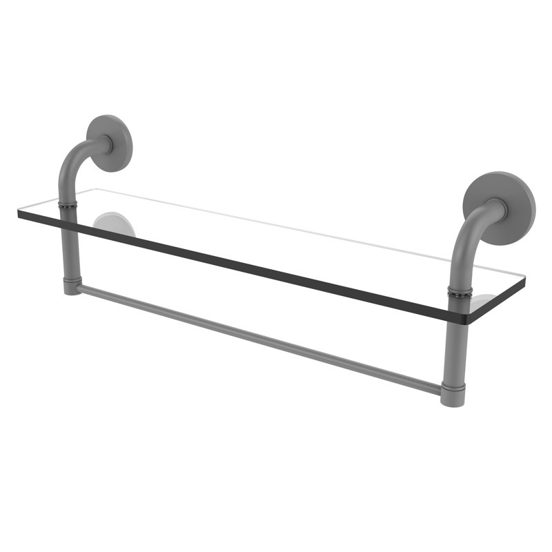 Tioga Bracket Shelf with Towel Bar, Matte Grey, 8" H x 22" W x 5" D
