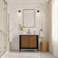 Meuble-lavabo autoportant en bois massif 36 po Mid-Century avec plateau en marbre 36 po-104916605