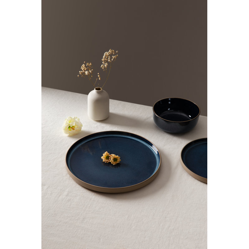 Piece Stoneware Dinnerware Set - Service for 4, Midnight Blue