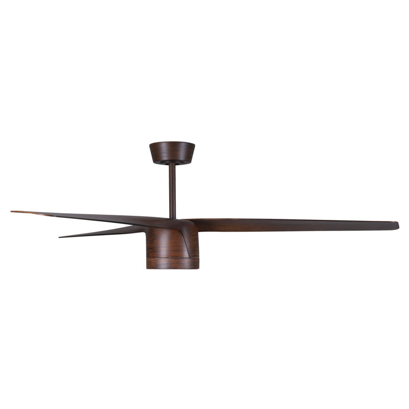 Peregrine 56in 3-Blades Indoor/Outdoor Ceiling Fan with Remote Control and Light, Dark Koa