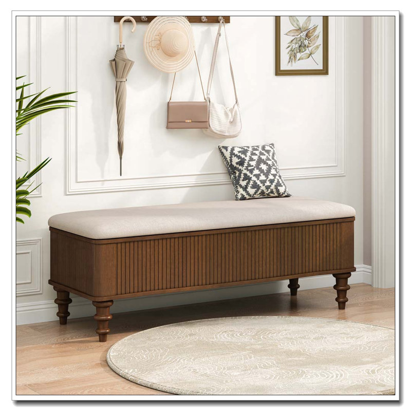 Banc de rangement avec repose-pieds 50,8 pouces, Walnut