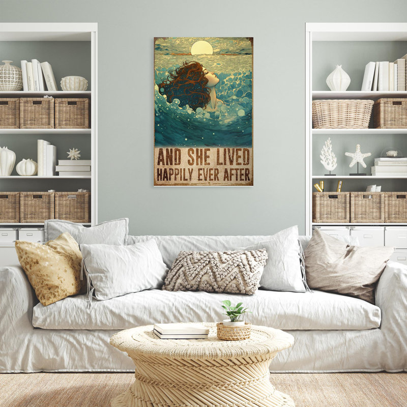 Swimming And She Lived Happily - 1 Piece Rectangle Graphic Art Print On Wrapped Canvas, L 24 po x H 36 po