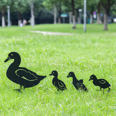 18"H Multi-Functional Black Metal Duck Silhouette Pick Wall Decor，Garden Stake