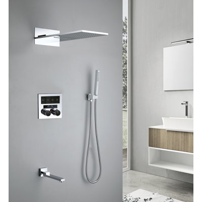 Selected Digital Display Four Function Dual Handle Thermostatic Showerhead In Chrome