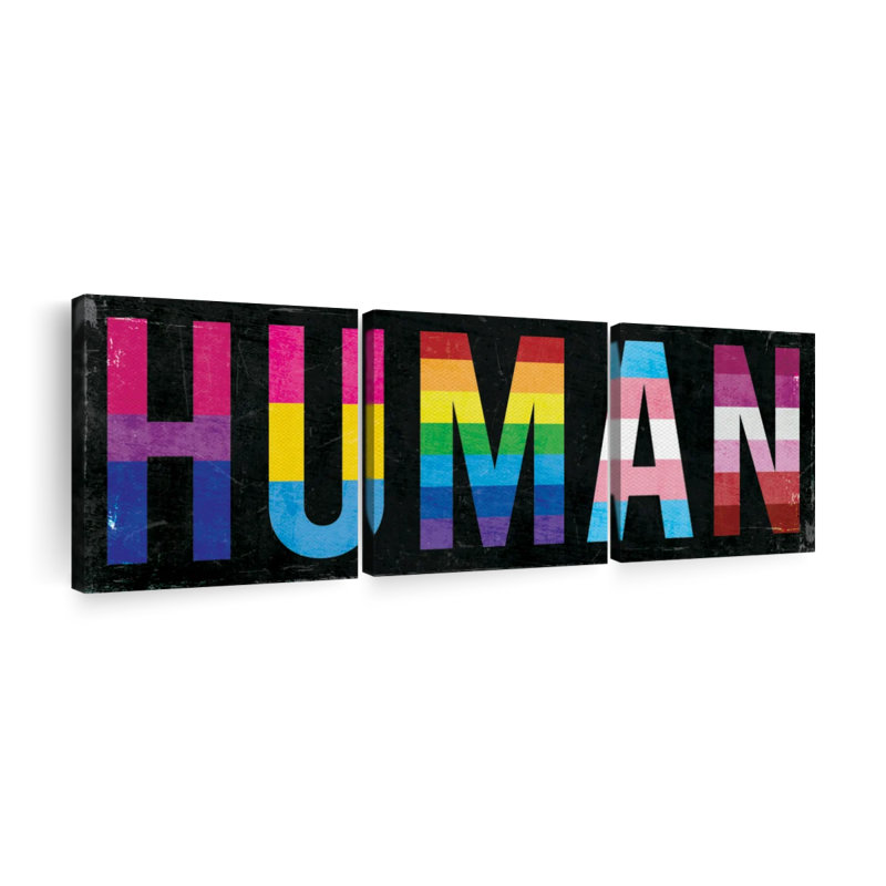 "Pride humaine", ensemble de 3 impressions sur toile par Pride Palette Studio, H 8 po x l 26 po x P 1 po