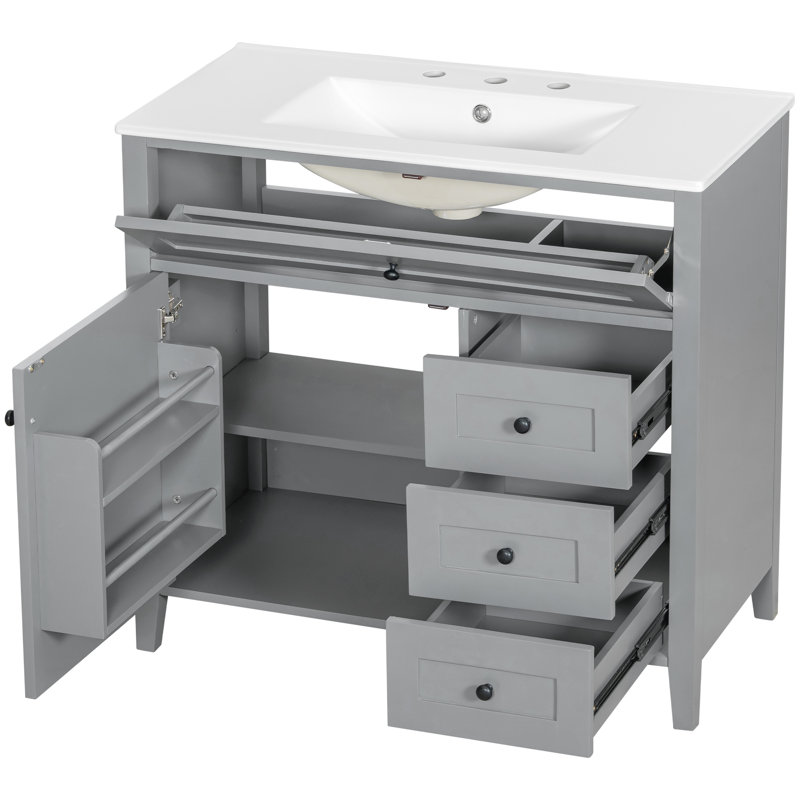 Meuble-lavabo 36 po avec lavabo, Gris