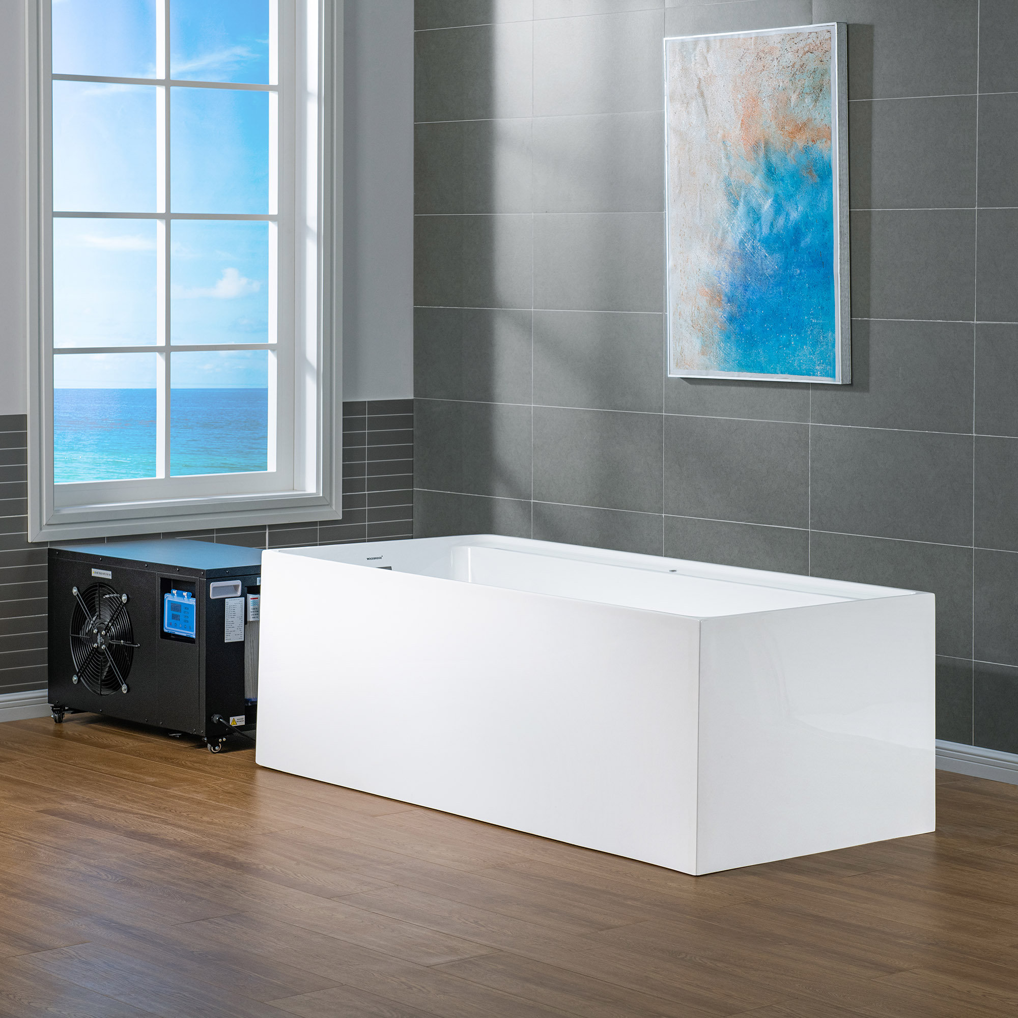 WoodBridge Freestanding Acrylic Cold Plunge Ice Tub With Chiller And