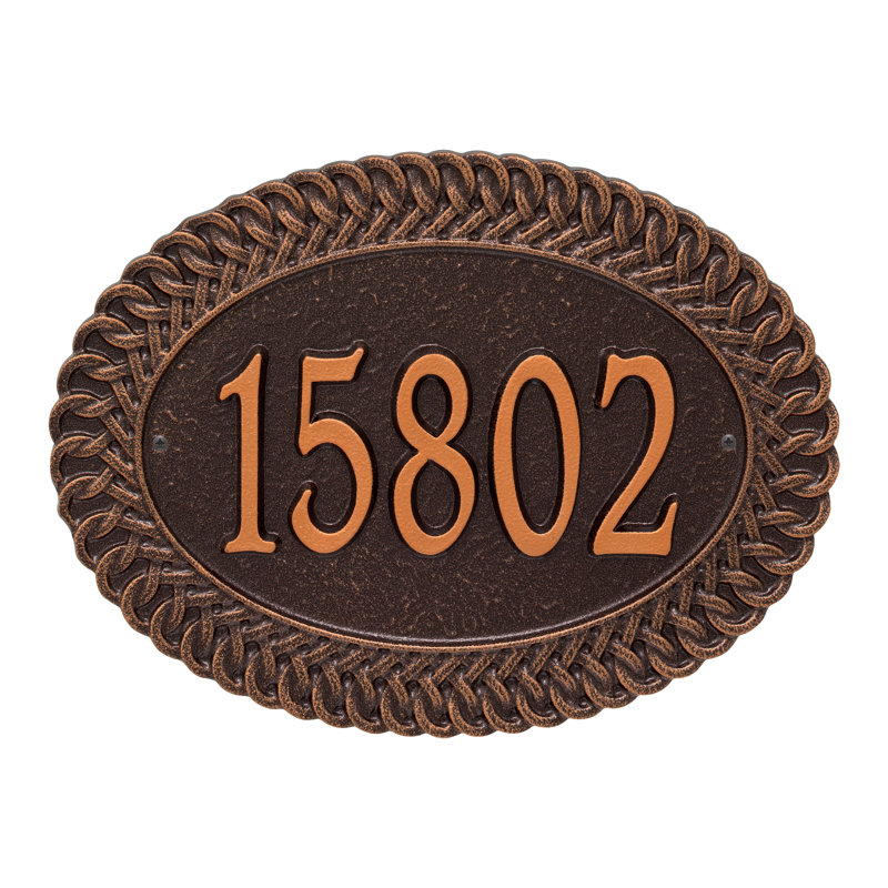 Plaque d'adresse murale standard personnalisée 1 ligne, Cuivre antique, Oui