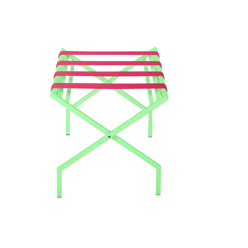 Folding Steel Luggage Rack, Mint, Pink