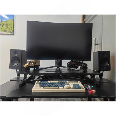 32 Inch Desk Converter, Height Adjustable Sit To Stand Riser, Dual Monitor And Laptop Workstation With Wide Keyboard Tray (BLACK) BACK-TO-SCHOOL
