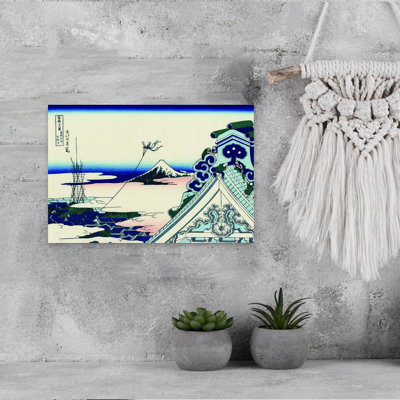 Asakusa Honganji Temple In The Eastern Capital Classic Abstract Contemporary Landscape Mountain Wall Art Print by Katsushika Hokusai - Wrapped Canvas Print