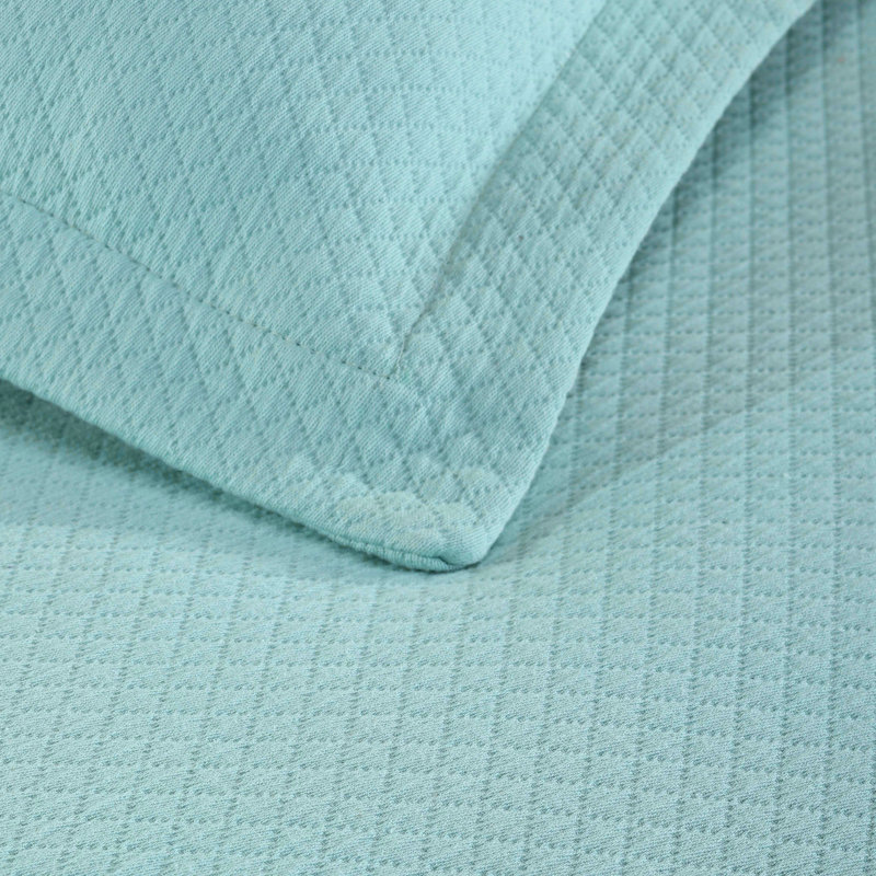 Ensemble de couvre-lit matelassé gaufré Superior Solitaire, Couvre-lit simple et 1 taie décorative, Turquoise