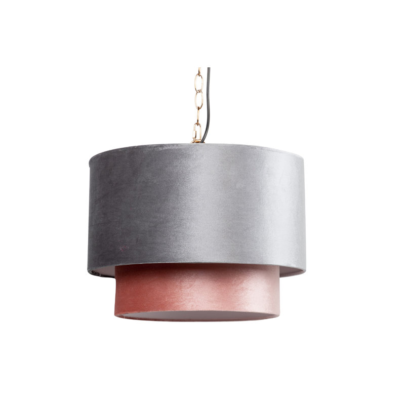 1 - Light Drum Pendant, Dark Grey/Gold