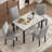 5-Piece Faux Marble Dining Set with 4 Padded Chairs, Modern Kitchen Table and Chair Set for Dining Room-1135002117-1085160857