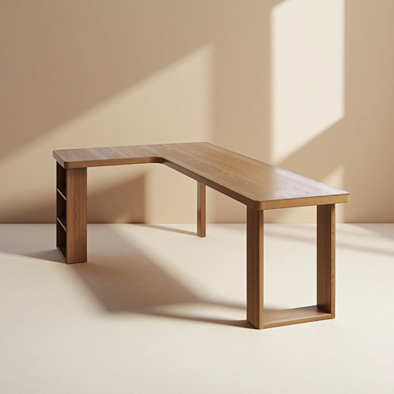 Bureau en bois massif en forme de L Modern Minimalist, H 29,53 po x l 62,99 po x P 47,24 po 