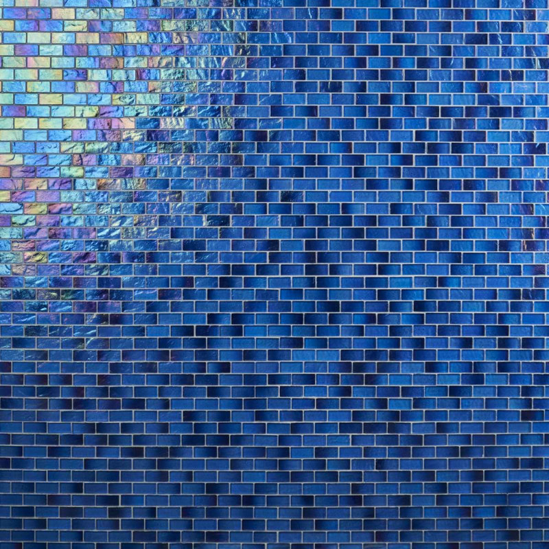 Splash 1X2 Polished Glass Mosaic Tile, Lagoon Blue