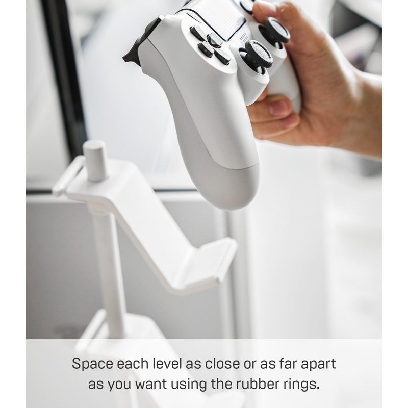 White Adjustable Steel Three-Tier Game Controller Stand