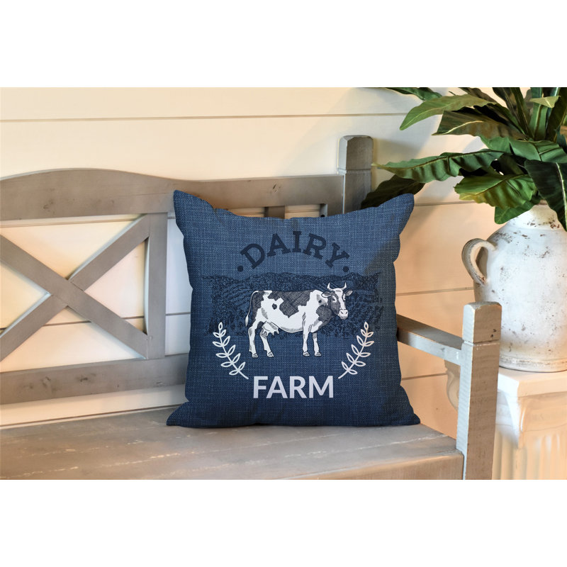 Oreiller intérieur / extérieur Bety Barnyard, L 19 po x H 19 po, Bleu
