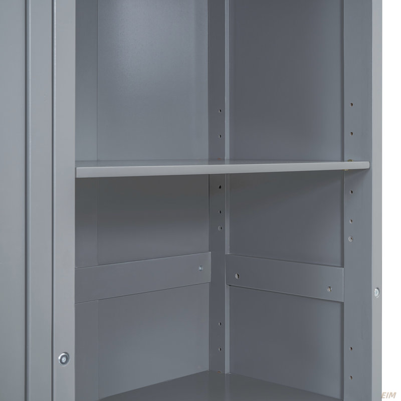 Grand lit escamotable mural avec tablettes (lit), Gris