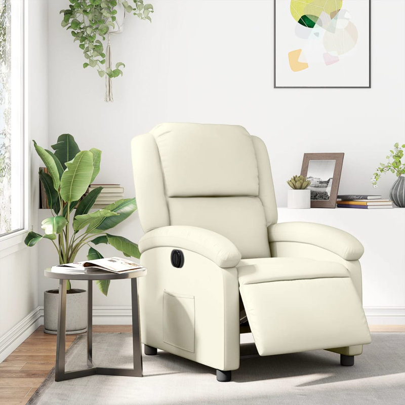 Fauteuil de massage inclinable électrique en similicuir, Similicuir crème